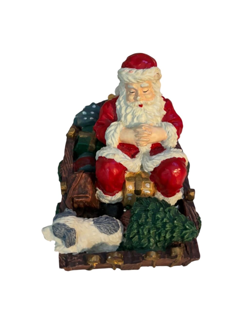 Santa Swamp Boat Figurine Dogs and Toys 2" x 4" x 2"